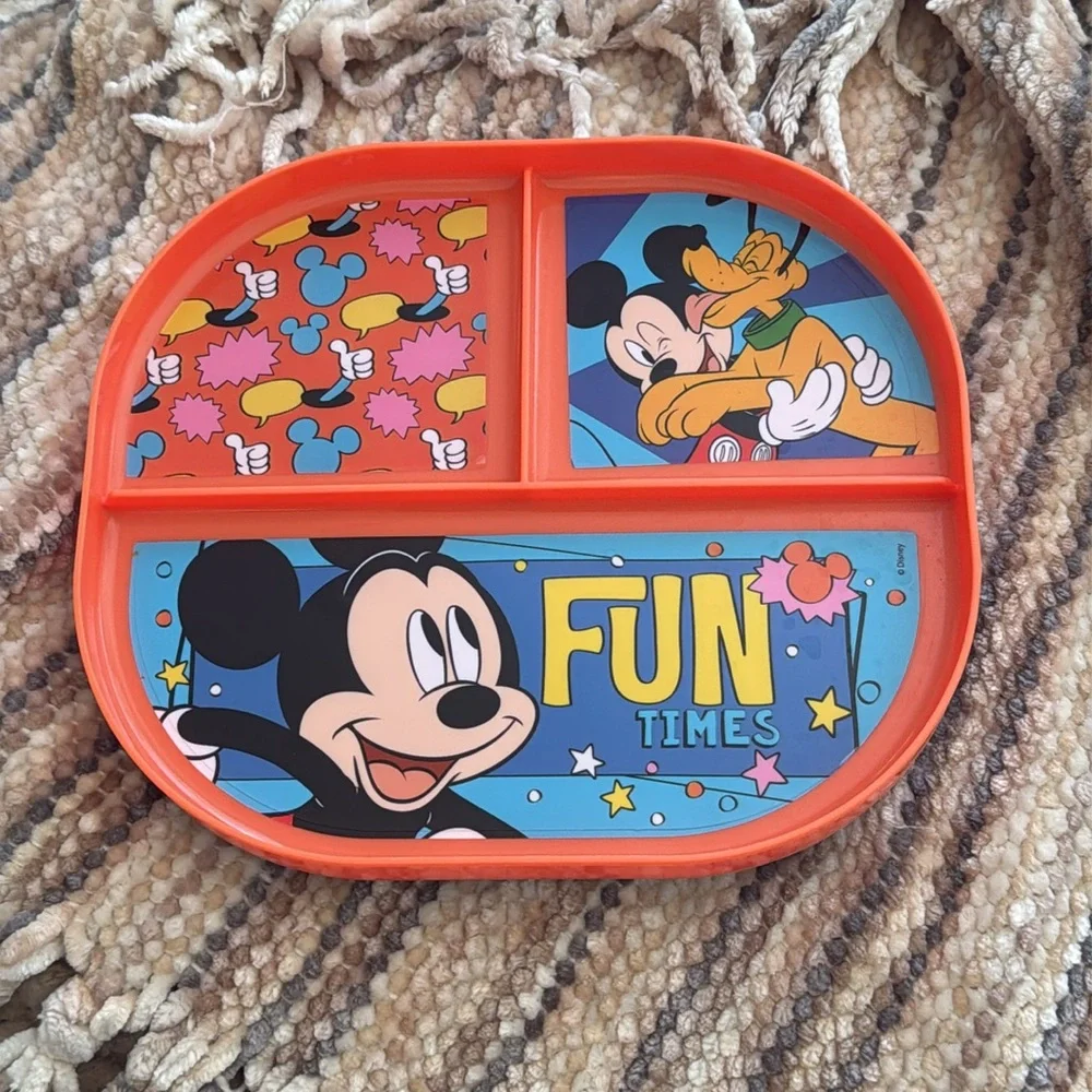 Disney Characters Double Sided Toddler Plate Mickey Goofy Pluto 8x7